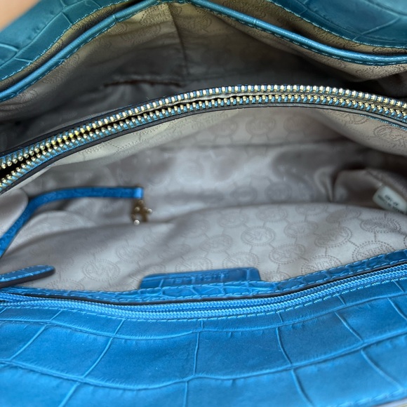 Michael Kors Croc Embossed bag blue leather - Picture 10 of 12